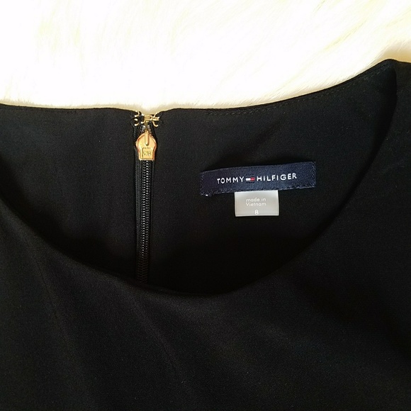 NWT Tommy Hilfiger Solid Black Cold Shoulder Dress - Picture 4 of 8